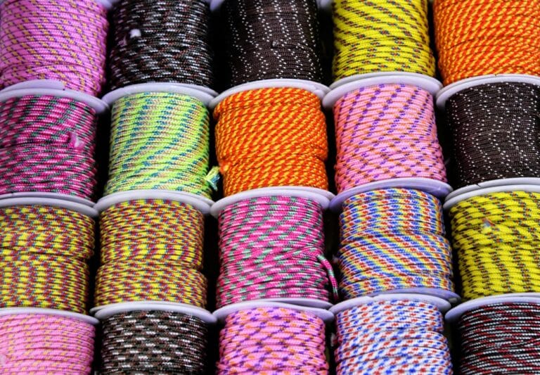 Multi colored rolls of cord